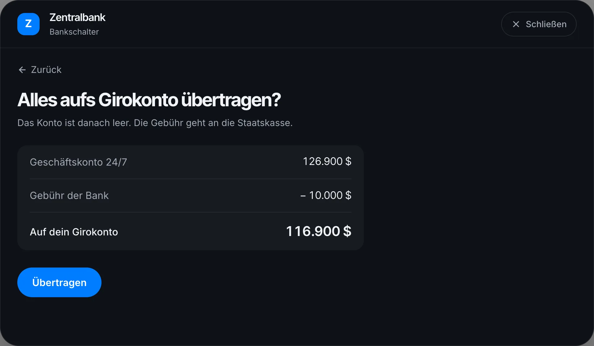 Kasse aufs Girokonto übertragen