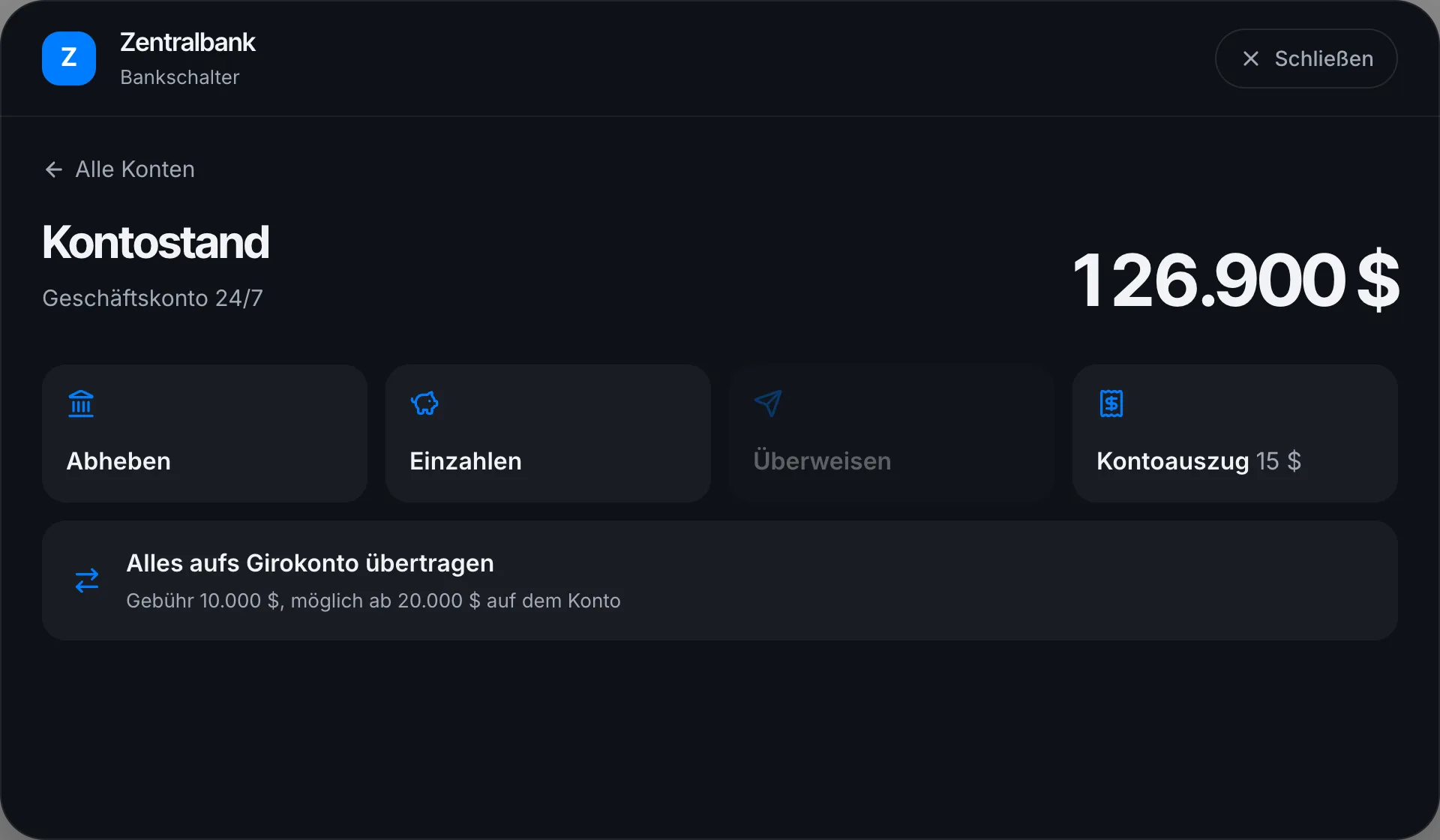 Geschäftskasse am Schalter