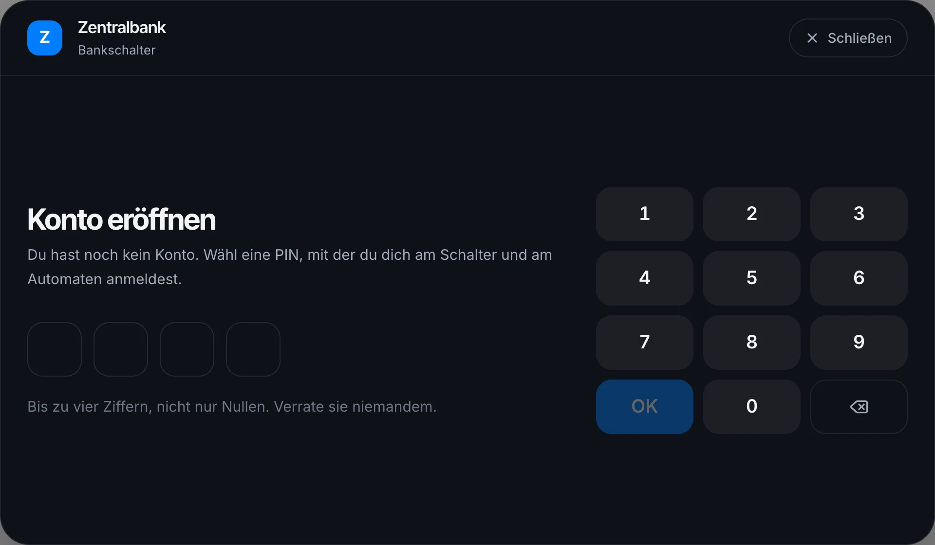 Konto eröffnen am Schalter