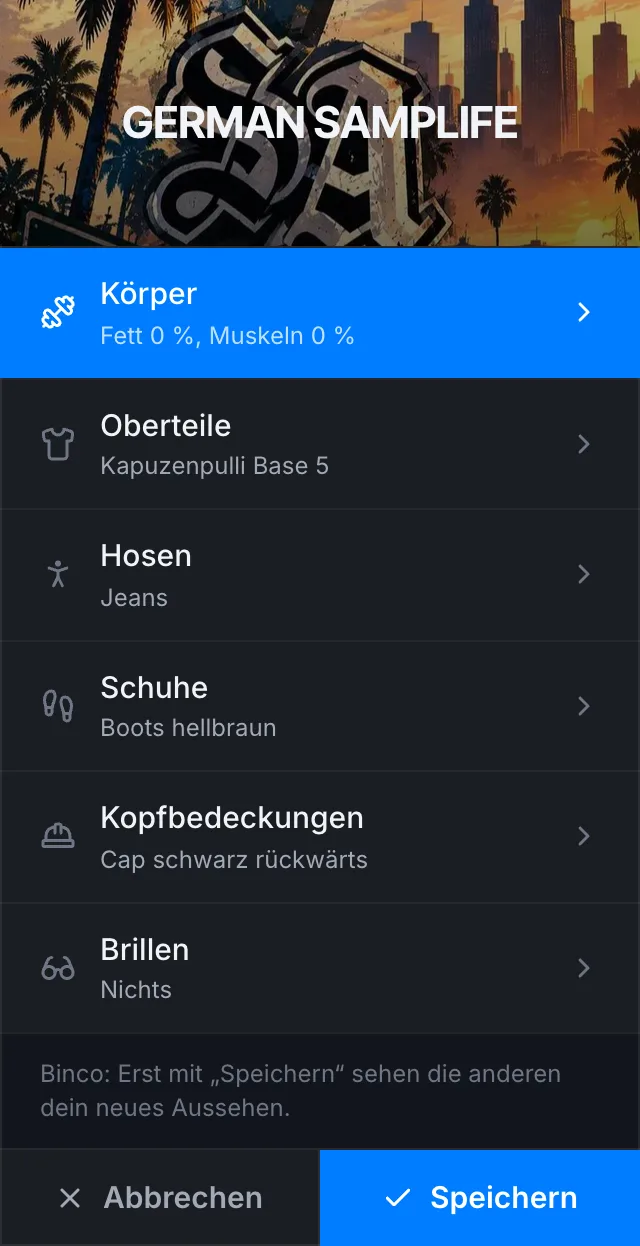 Im Binco: Kleidung, Fett und Muskeln