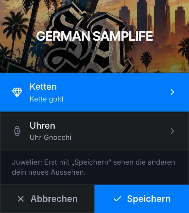 Beim Juwelier: Ketten und Uhren