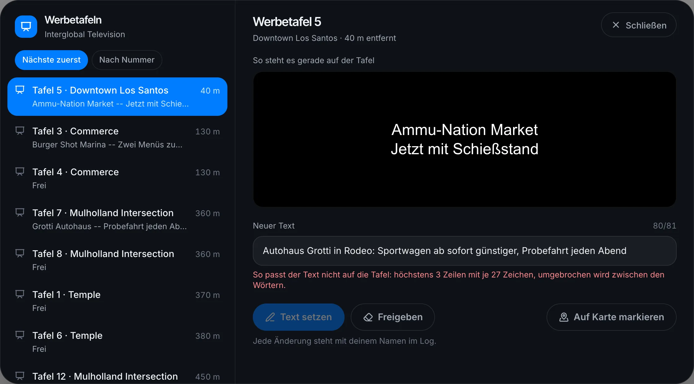 Der Text passt nicht auf drei Zeilen: Das Fenster sagt es schon beim Tippen