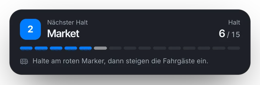 Anzeige im Bus während der Fahrt