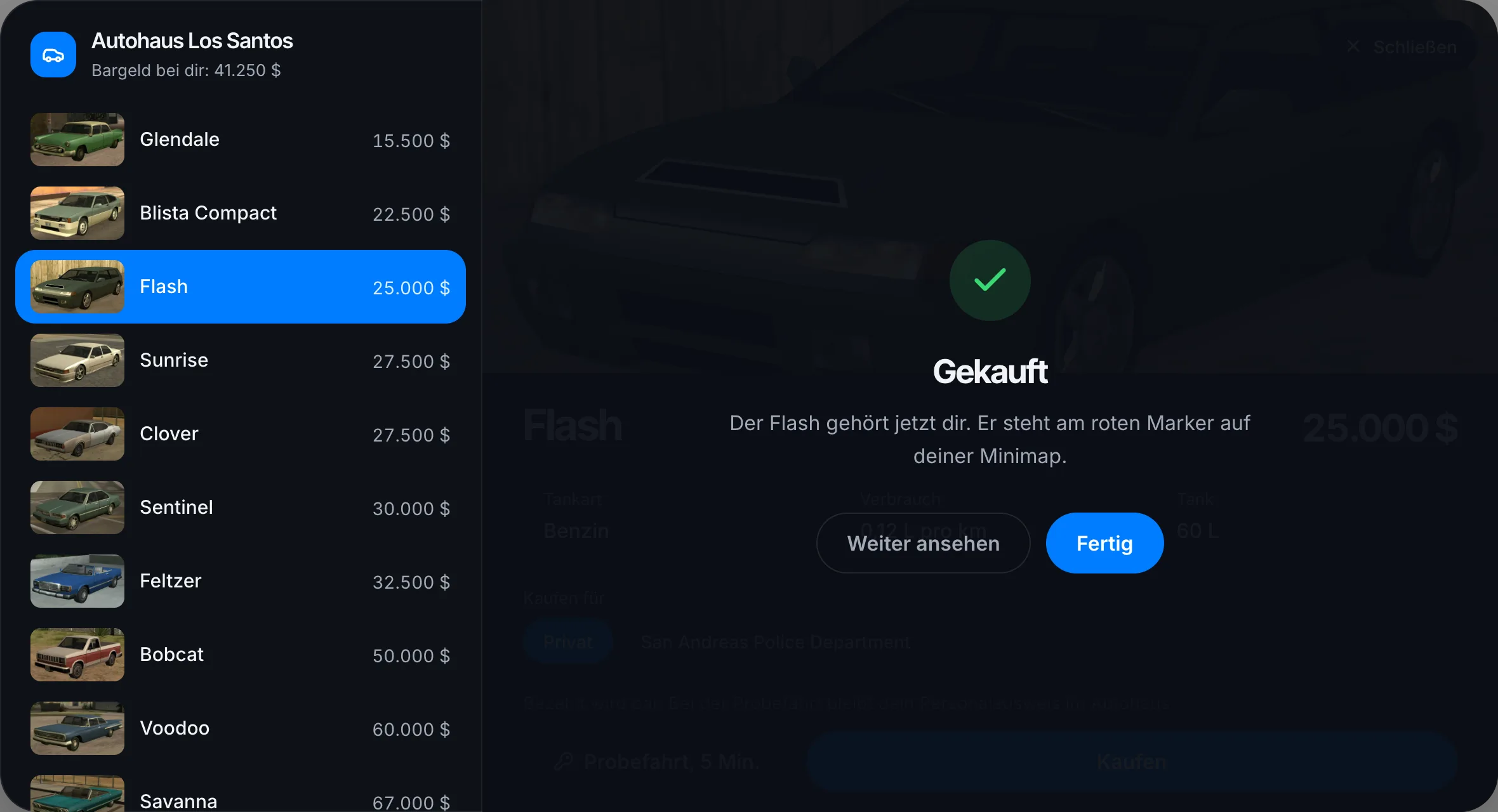 Fahrzeug gekauft