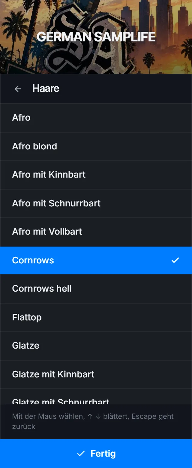 Haare, sortiert von A bis Z, mit Haken an dem, was du trägst