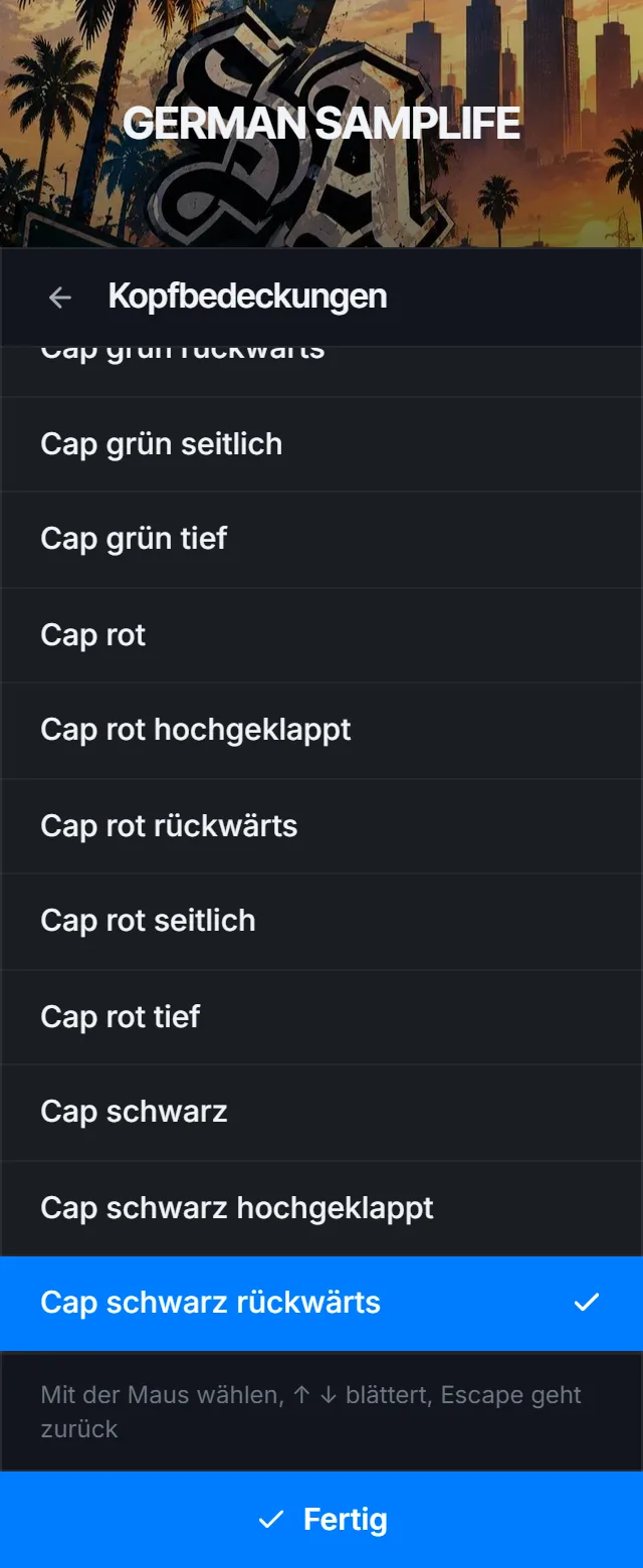 Kopfbedeckungen, ganz oben „Nichts“