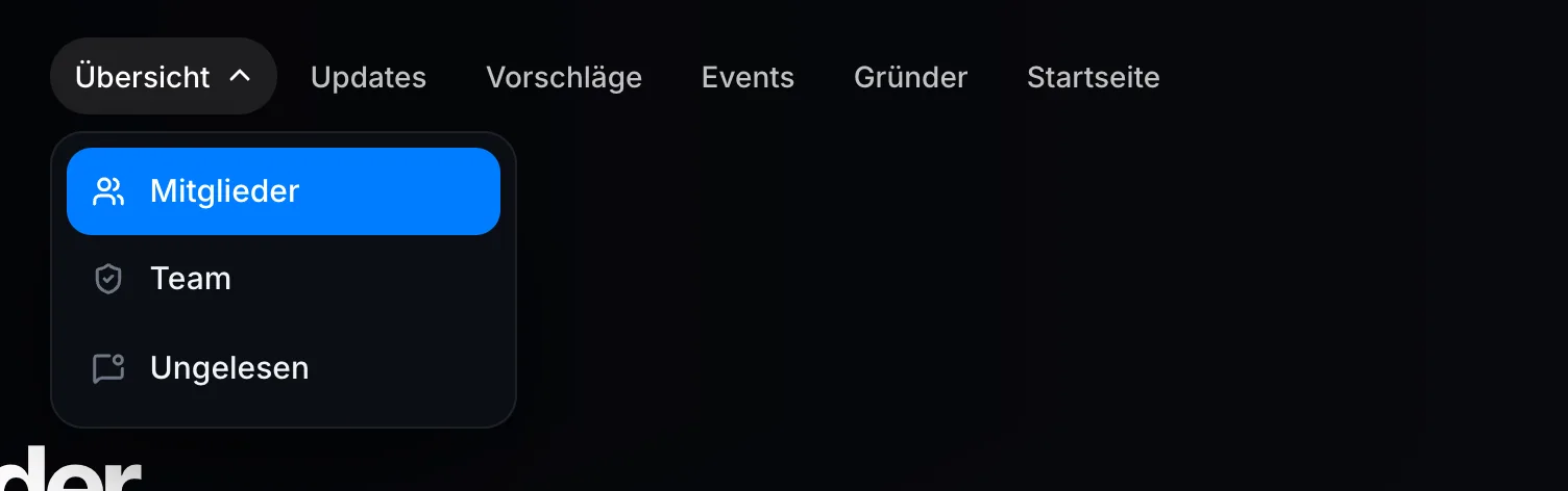 Das neue Menü unter Übersicht