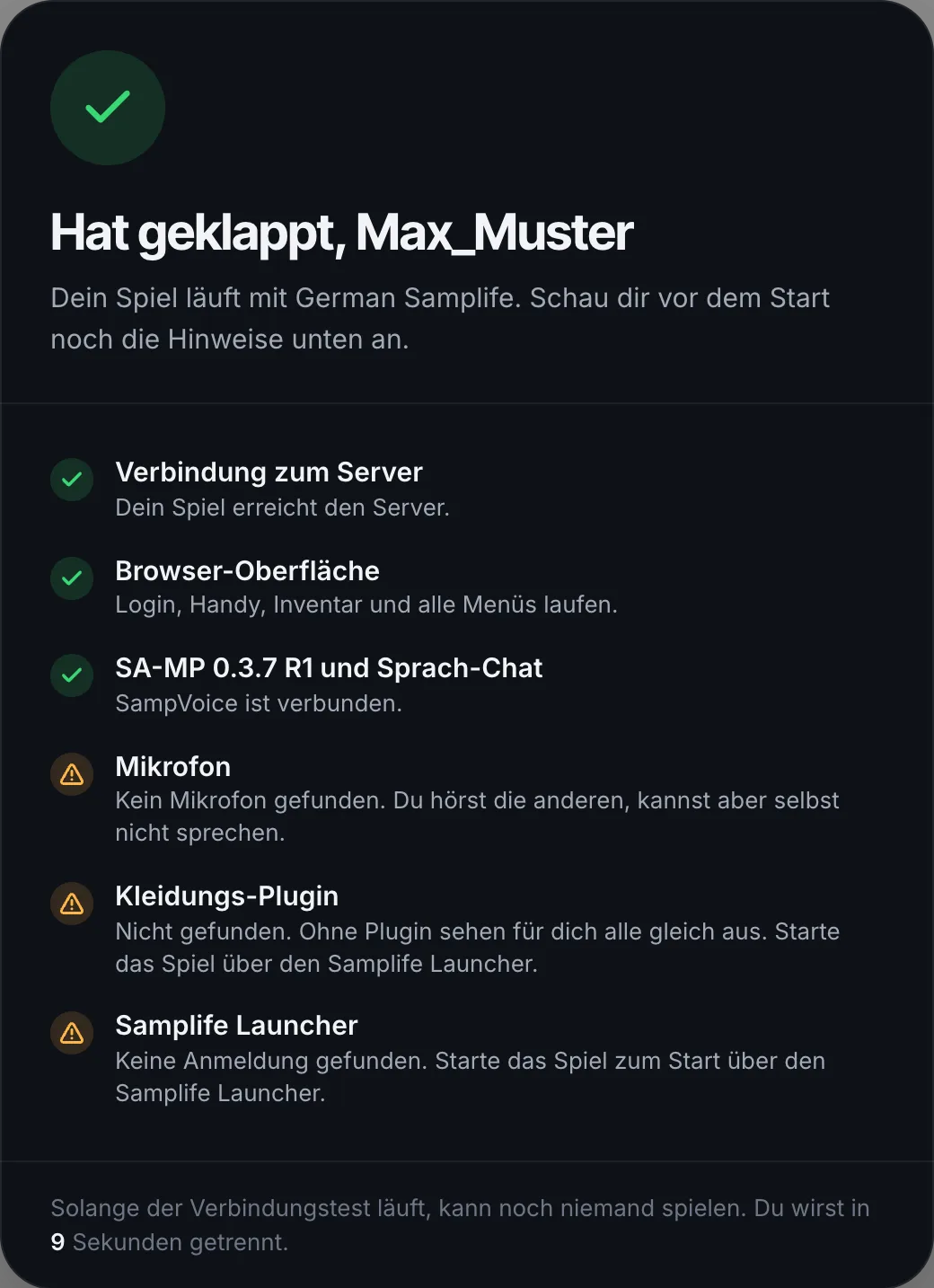 Mit Hinweisen, was noch fehlt