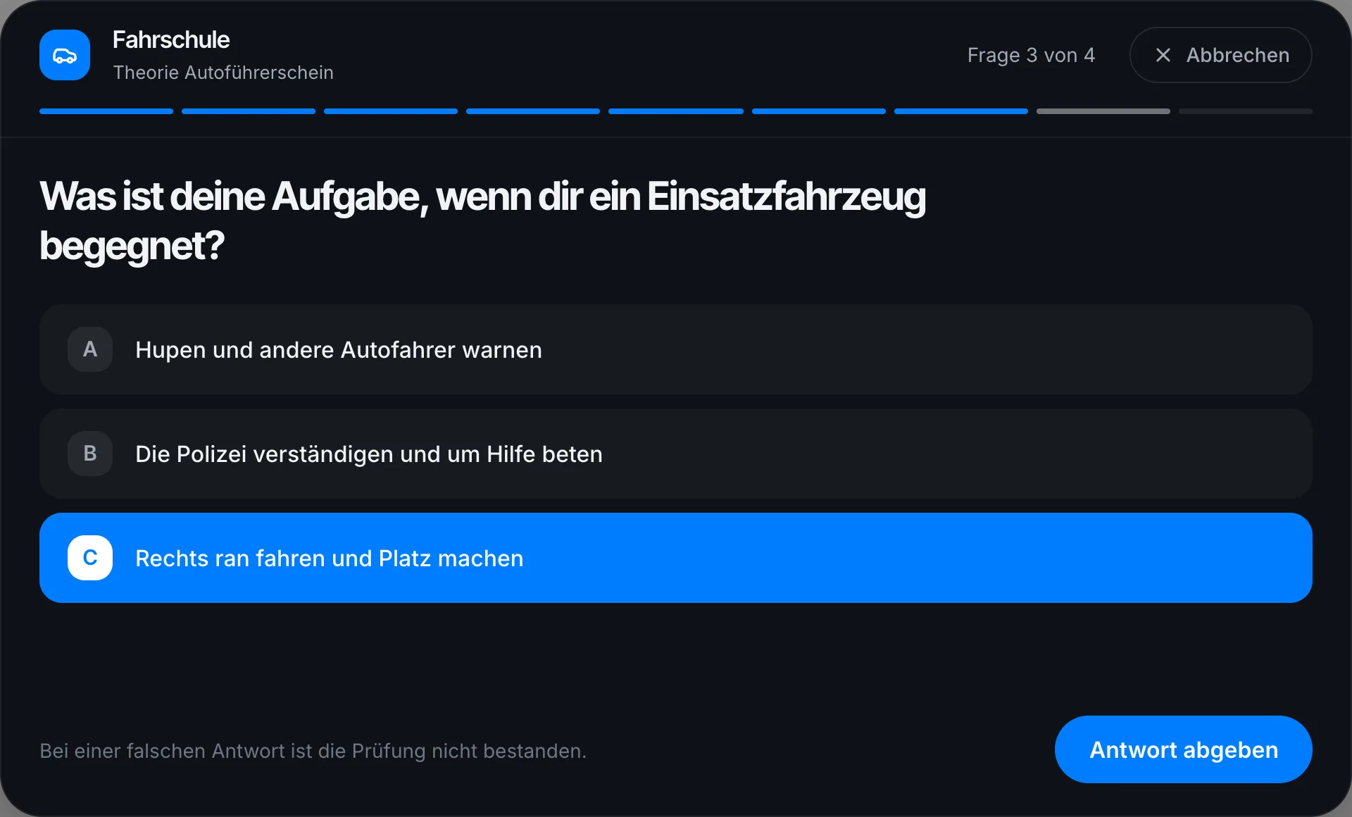 Antwort gewählt