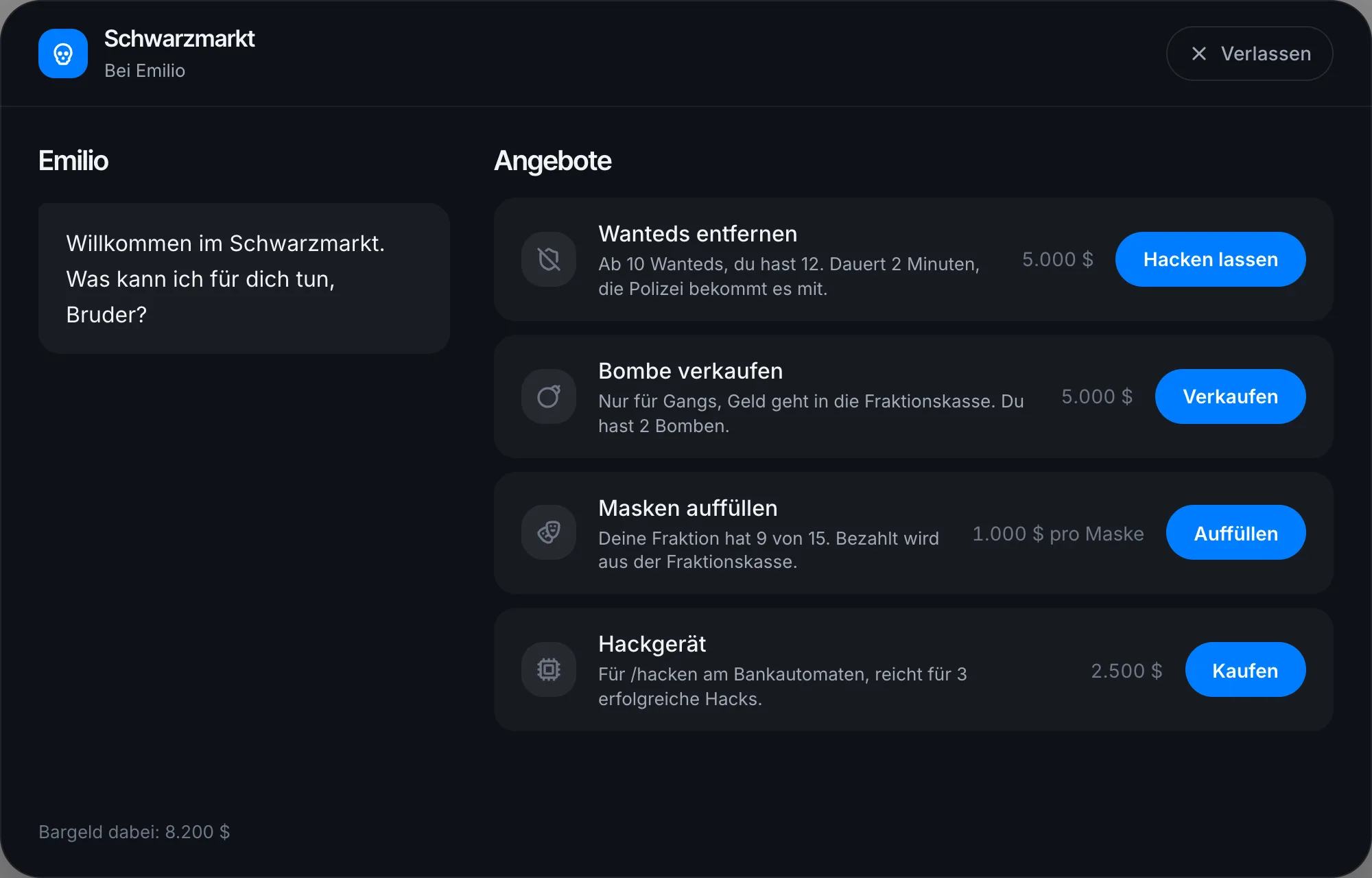 Emilio vergibt keinen Nebenjob mehr