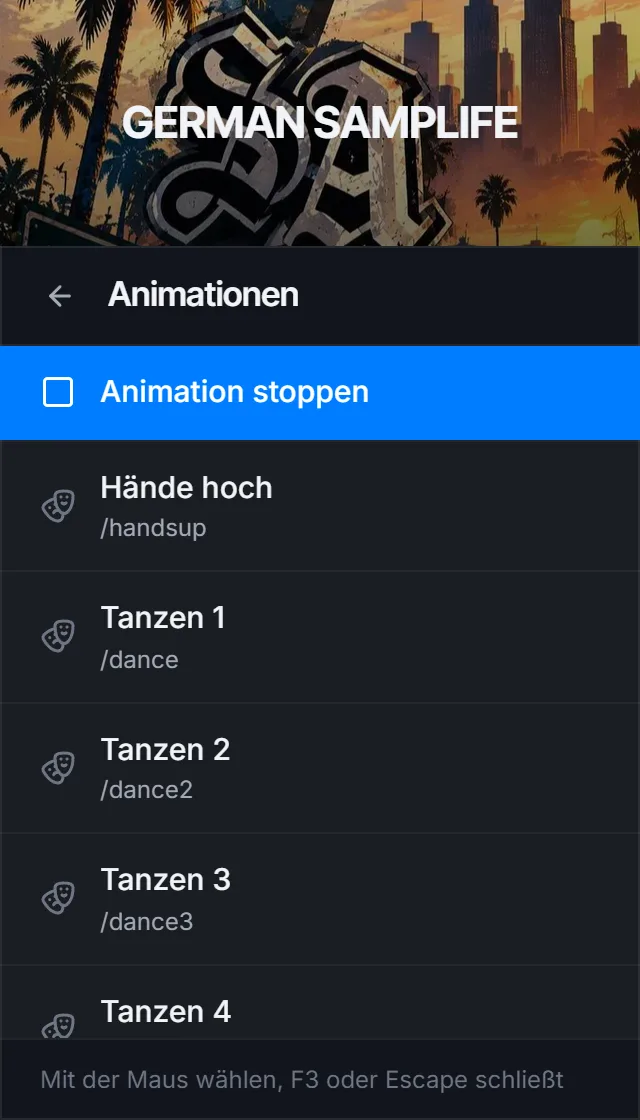 Animationen, ganz oben Animation stoppen