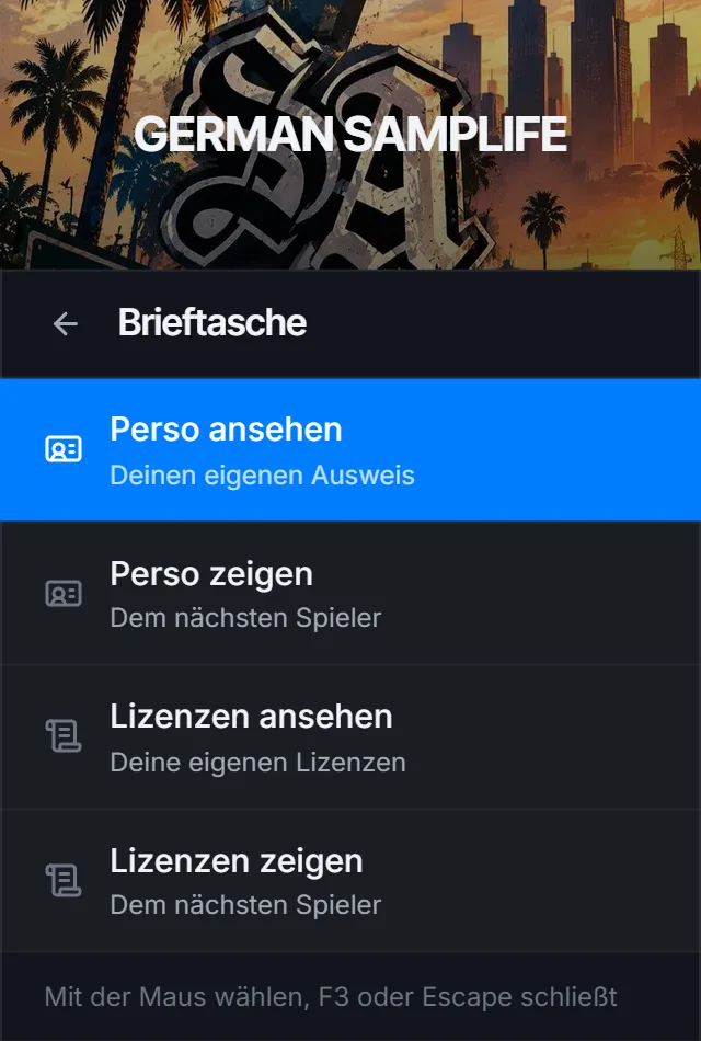 Brieftasche: Perso und Lizenzen ansehen oder zeigen