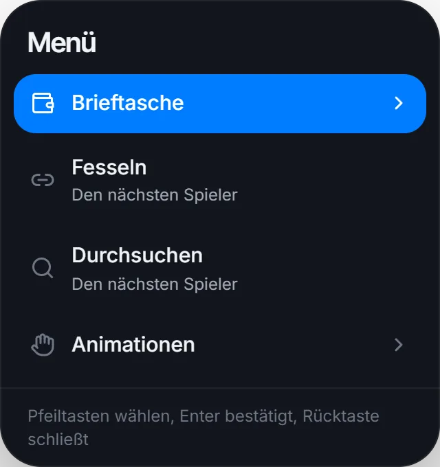 Das Menü auf F3