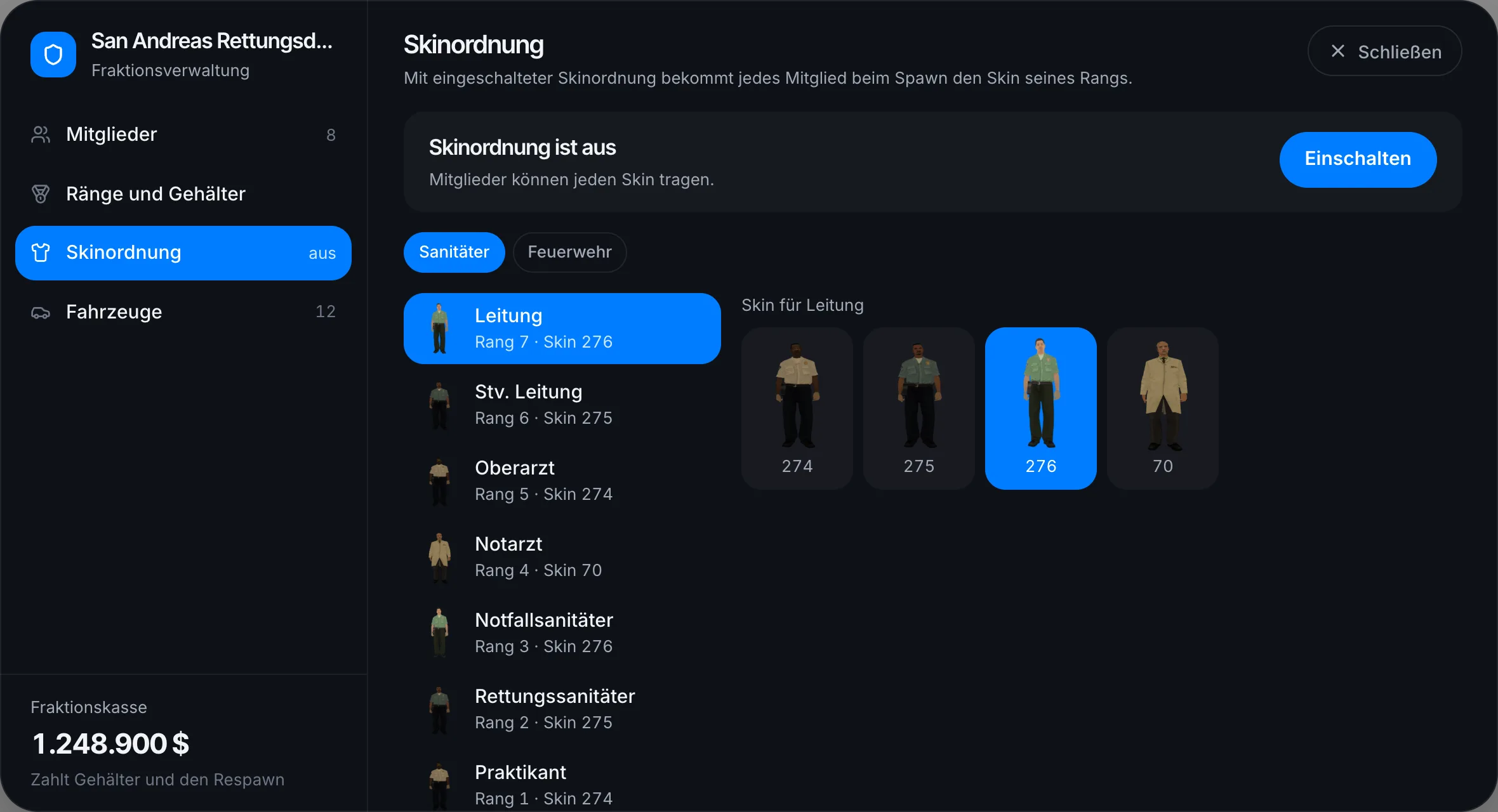 Skinordnung beim Rettungsdienst