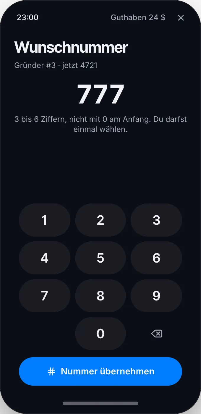 Nummer eintippen und einmal bestätigen
