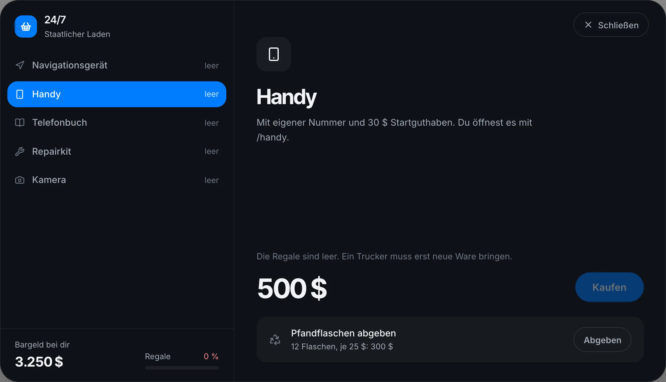 Leere Regale im 24/7: Erst nach der nächsten Lieferung gibt es wieder etwas