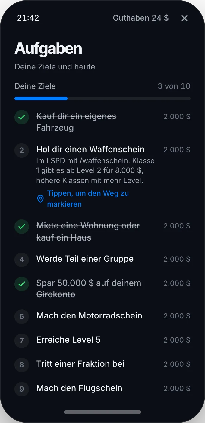 Deine Ziele nach dem ersten Tag