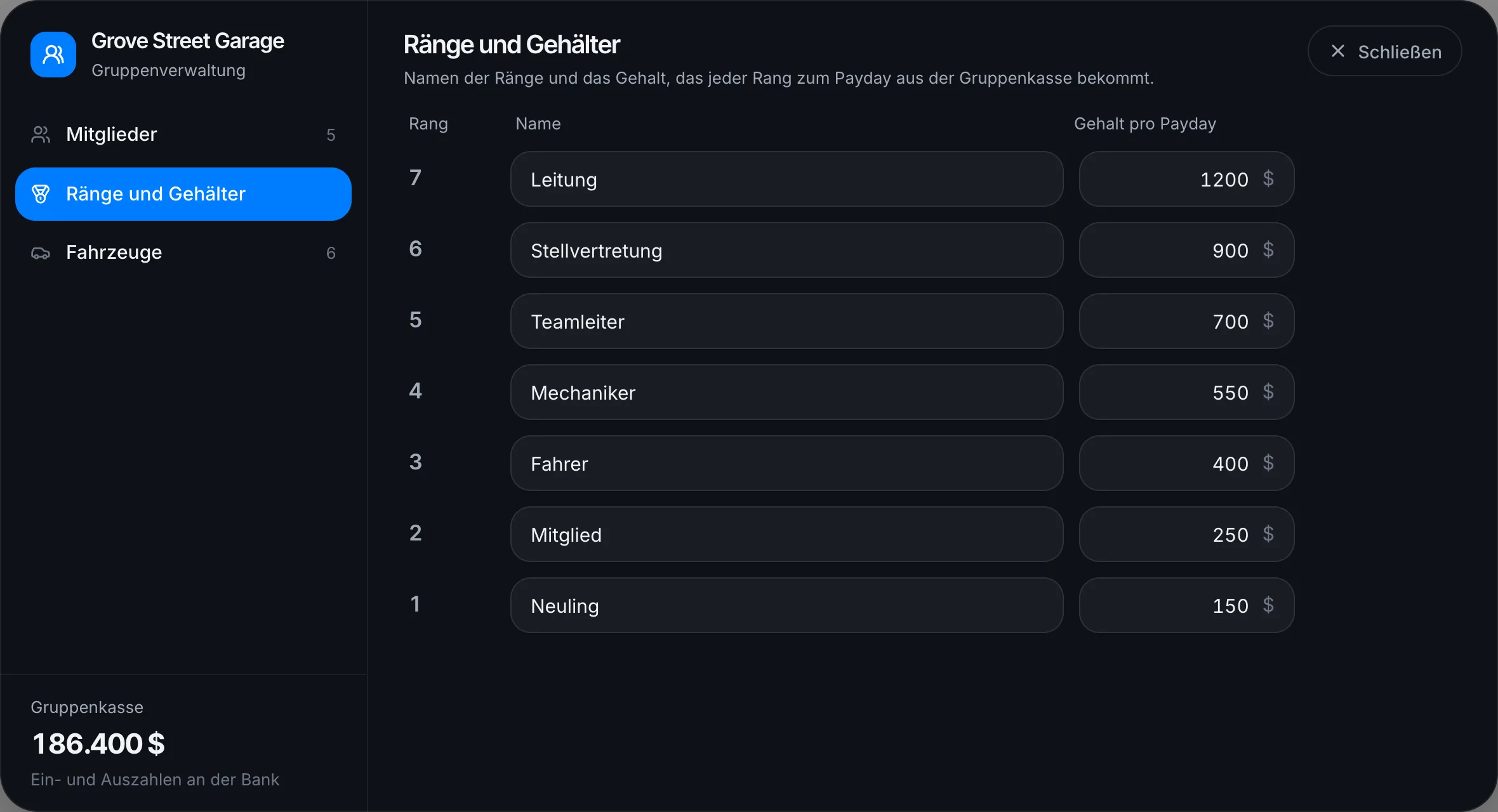 Ränge und Gehälter nach dem Upgrade