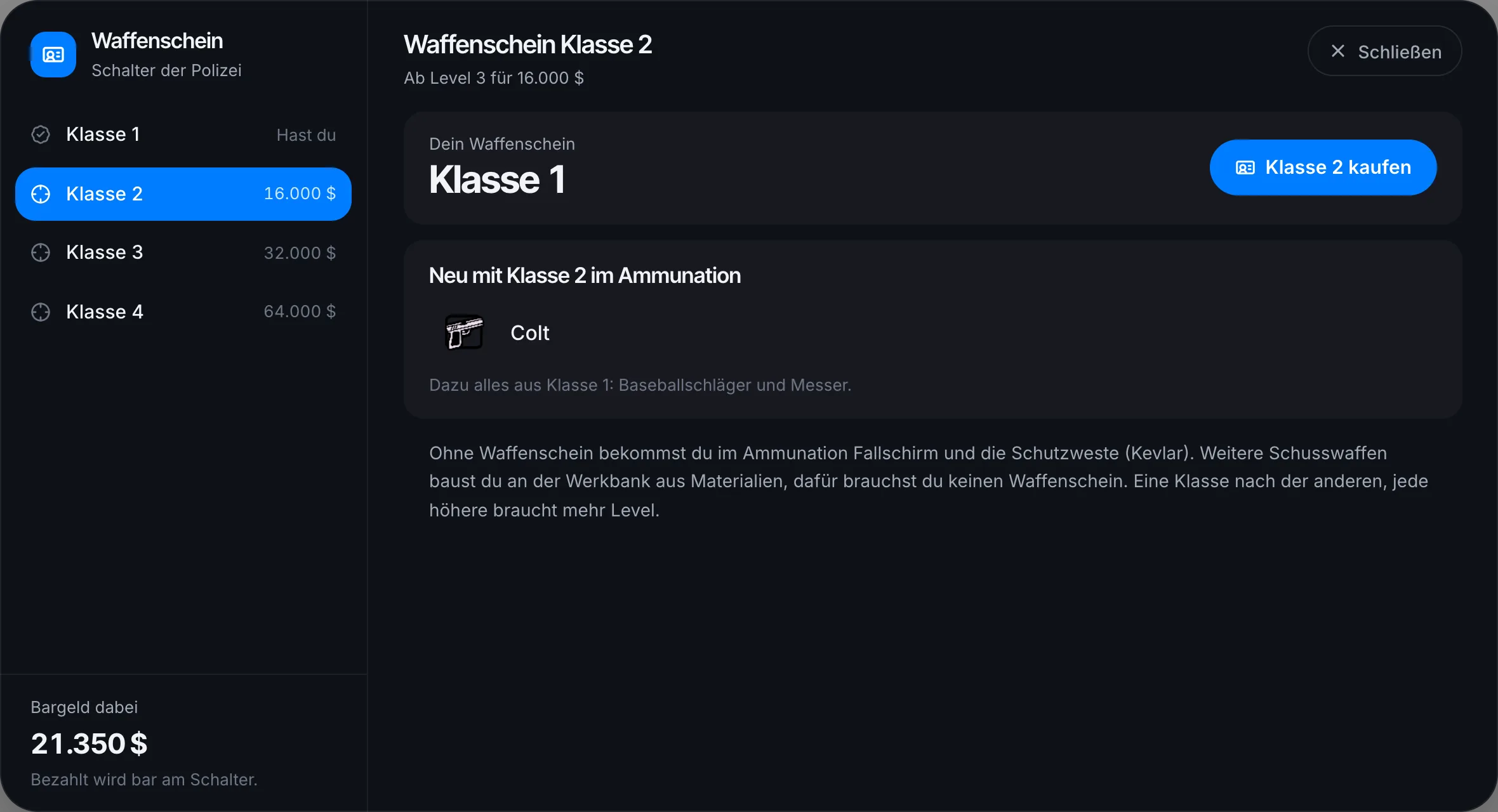 Klasse 2 ist die nächste, die du kaufen kannst