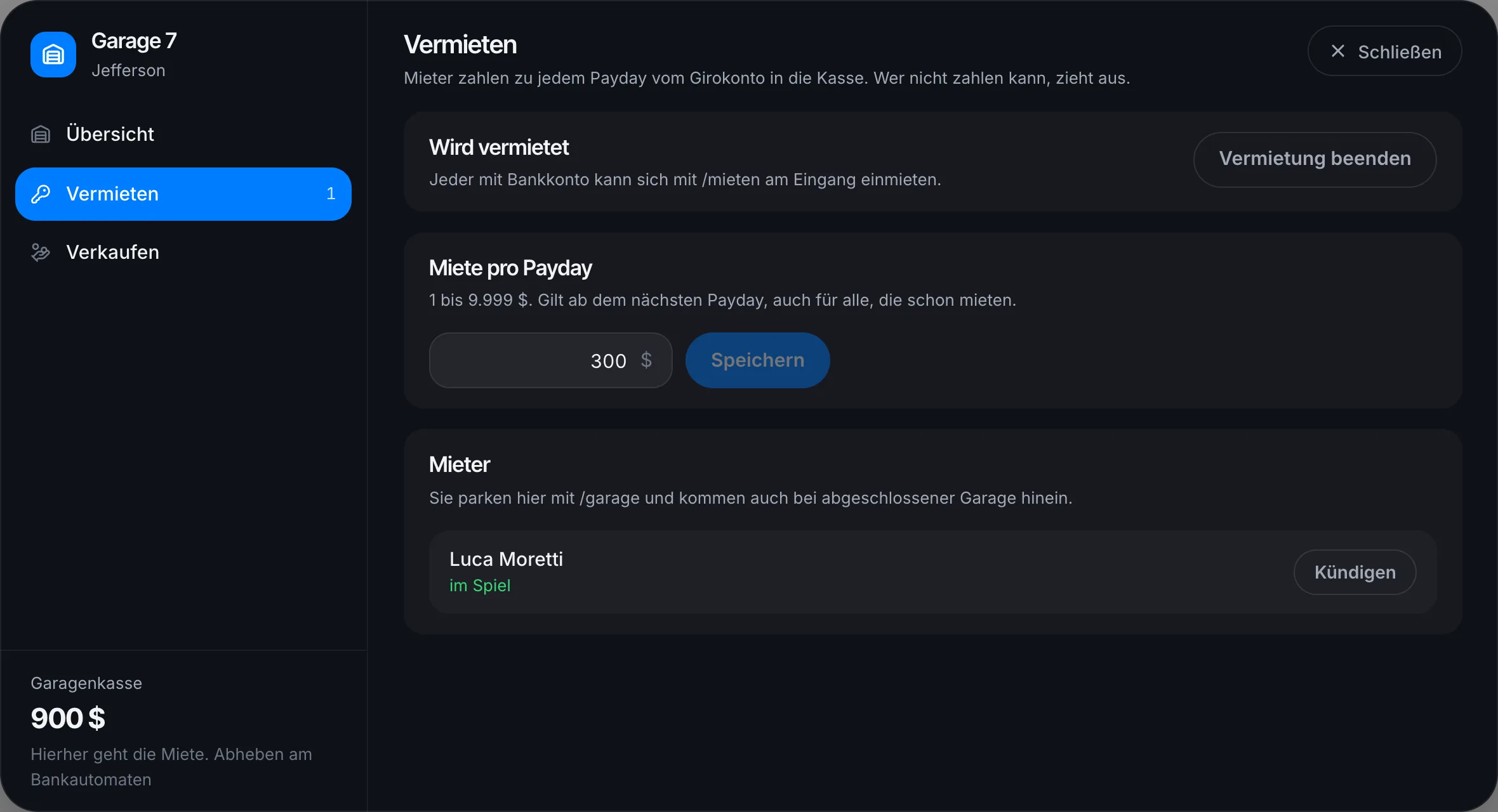 Garage vermieten