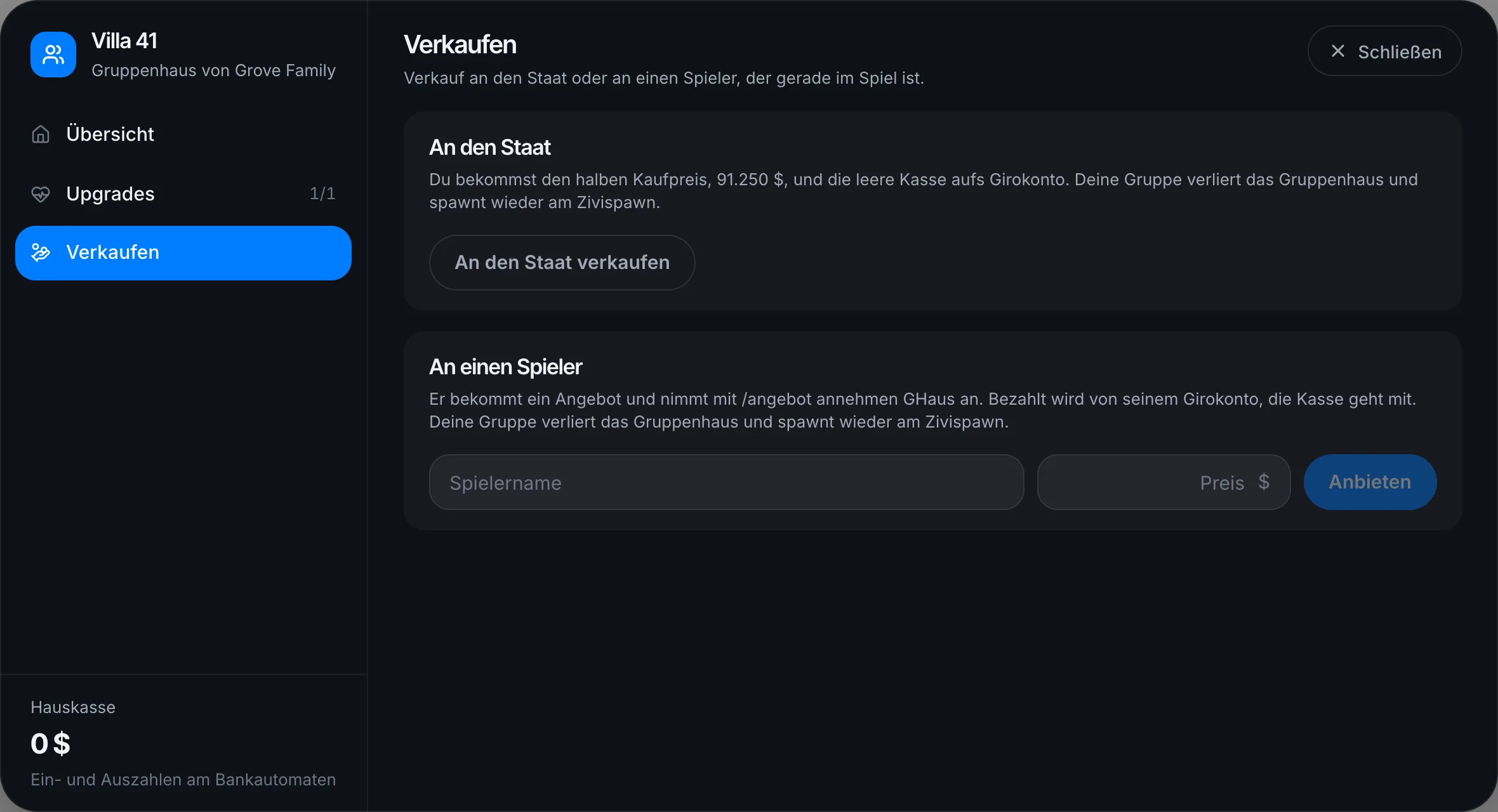 Gruppenhaus verkaufen