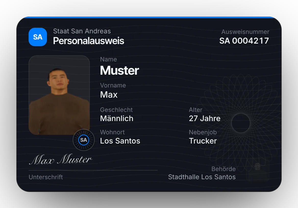 Ein gezeigter Personalausweis mit Foto und Ausweisnummer