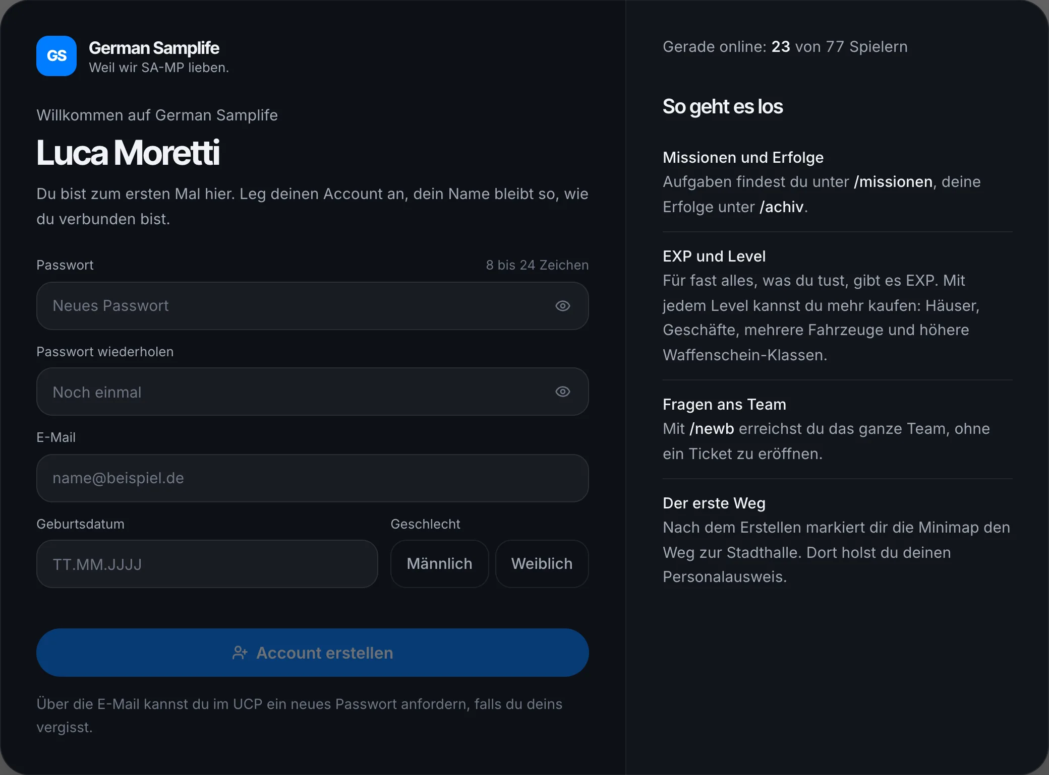 Account erstellen