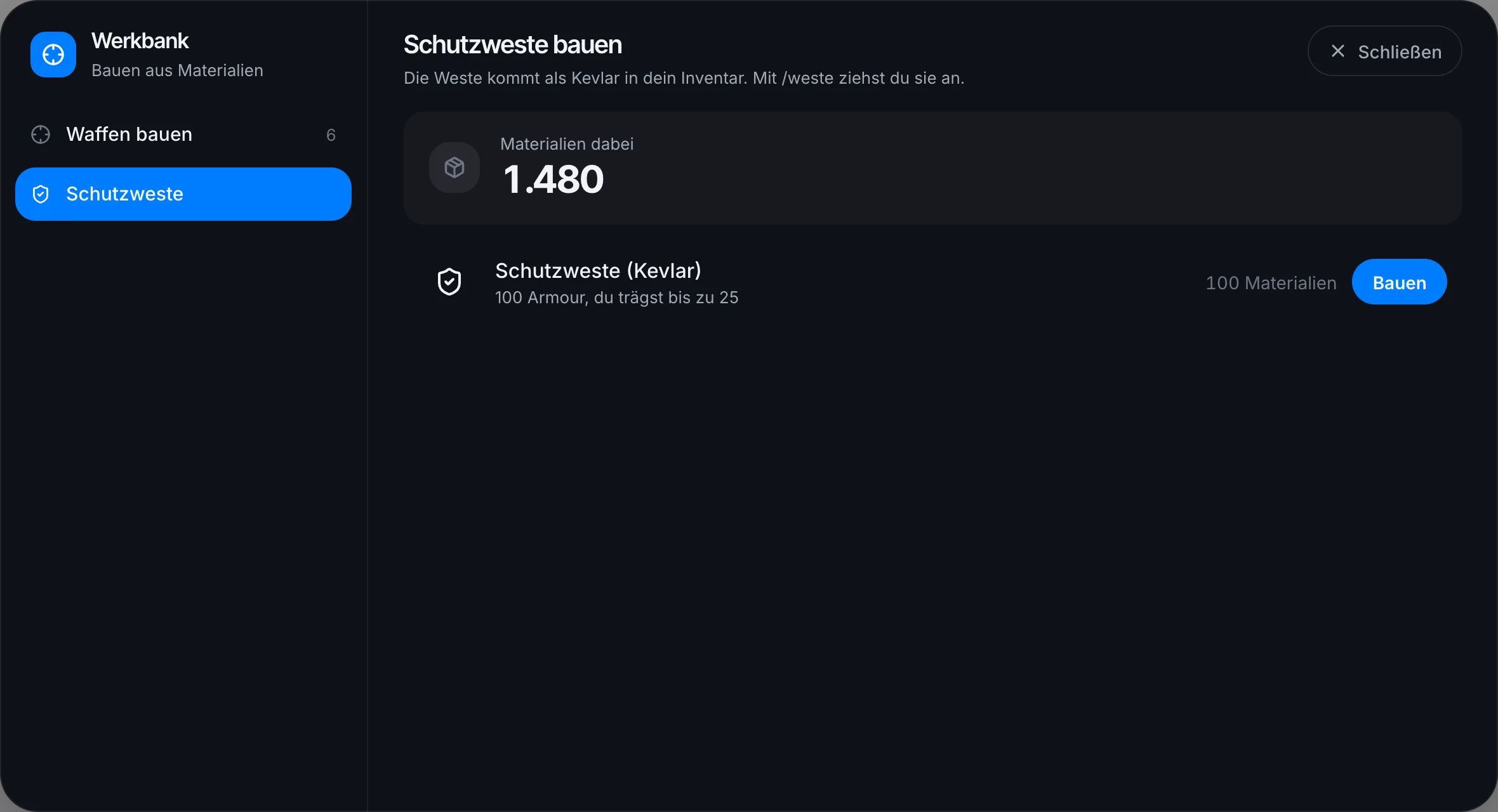 Die Werkbank baut Schutzwesten für 100 Materialien