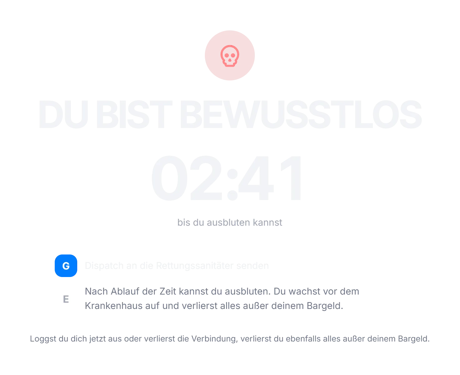 Am Boden: drei Minuten, bis du ausbluten kannst