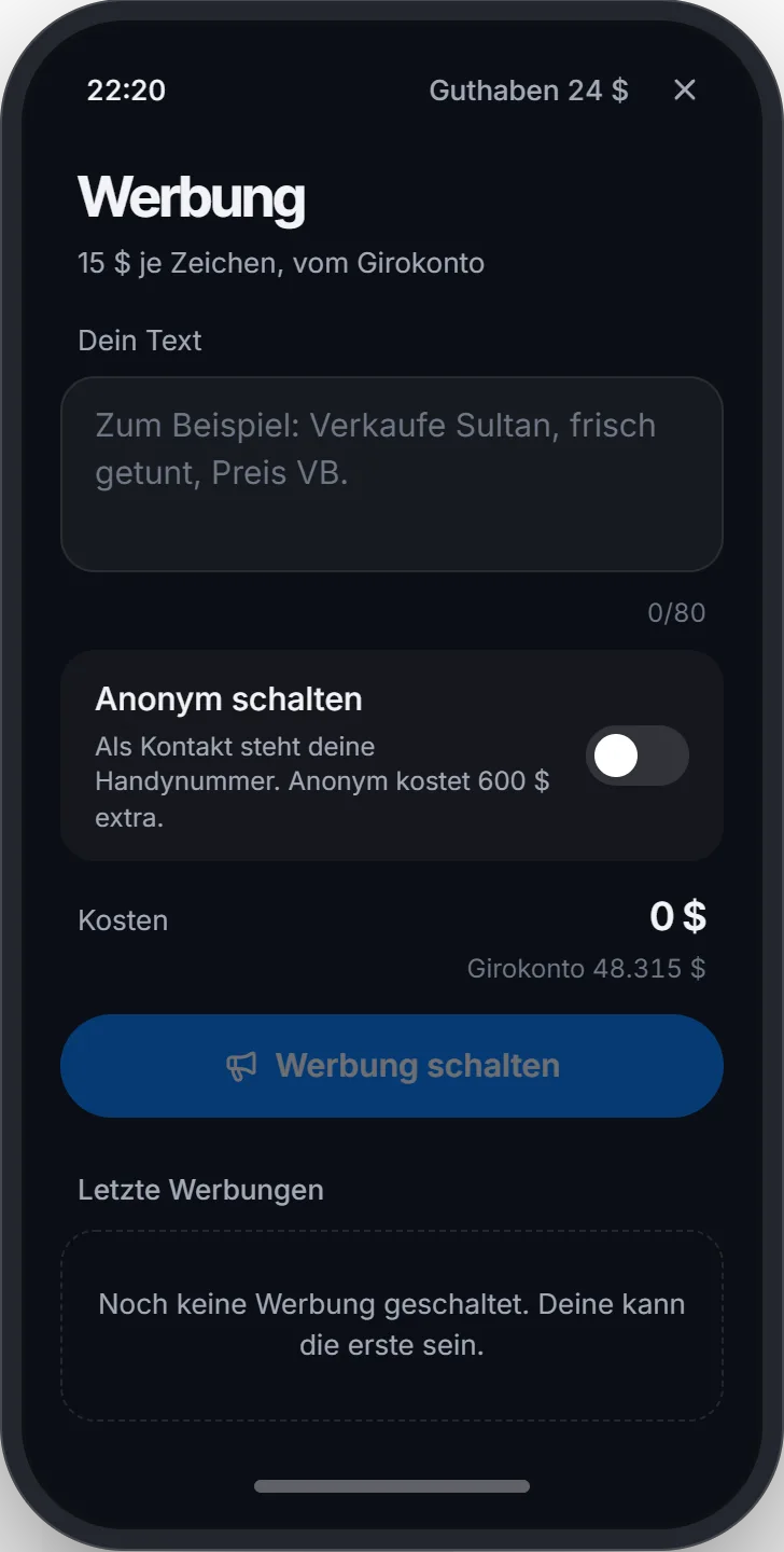 Noch keine Werbung geschaltet