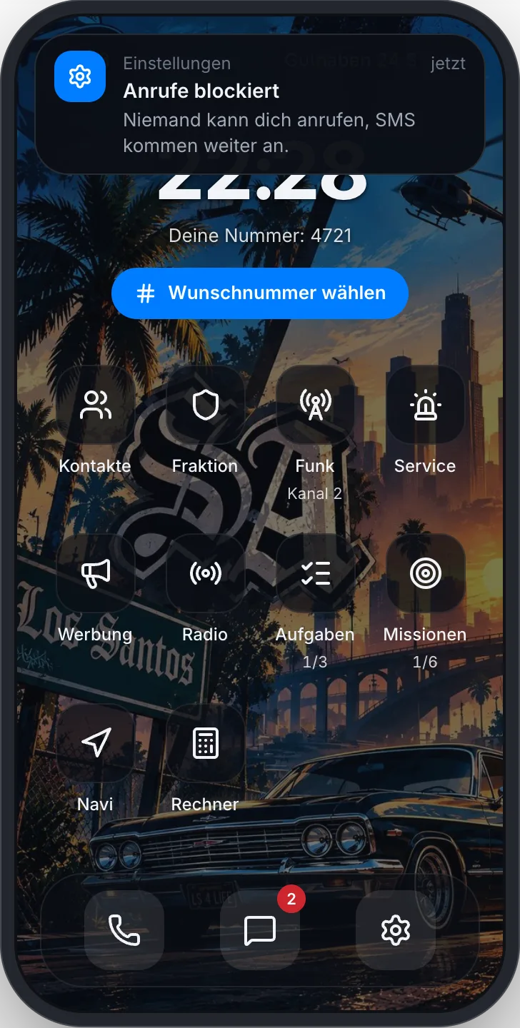 Benachrichtigung oben im Handy