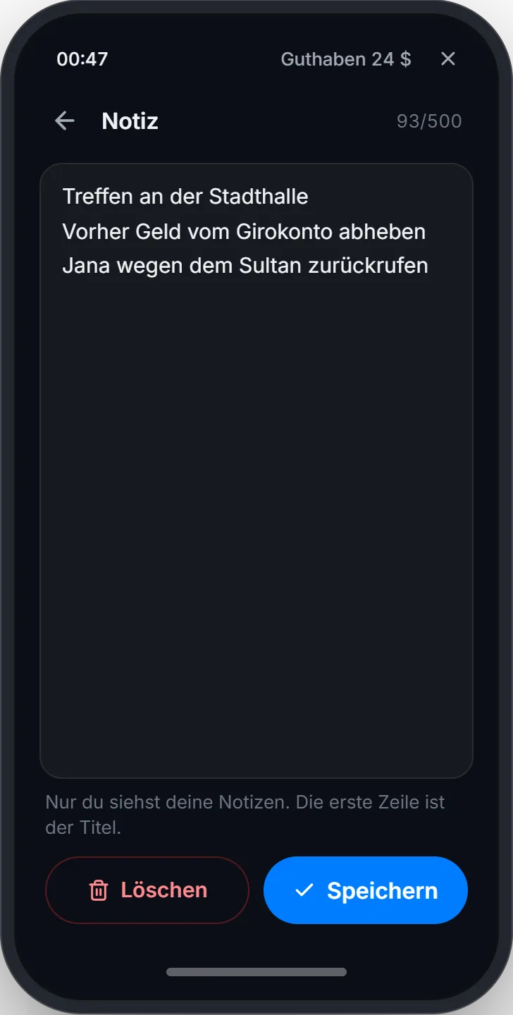 Eine Notiz bearbeiten oder löschen
