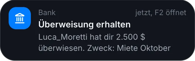 Überweisung erhalten
