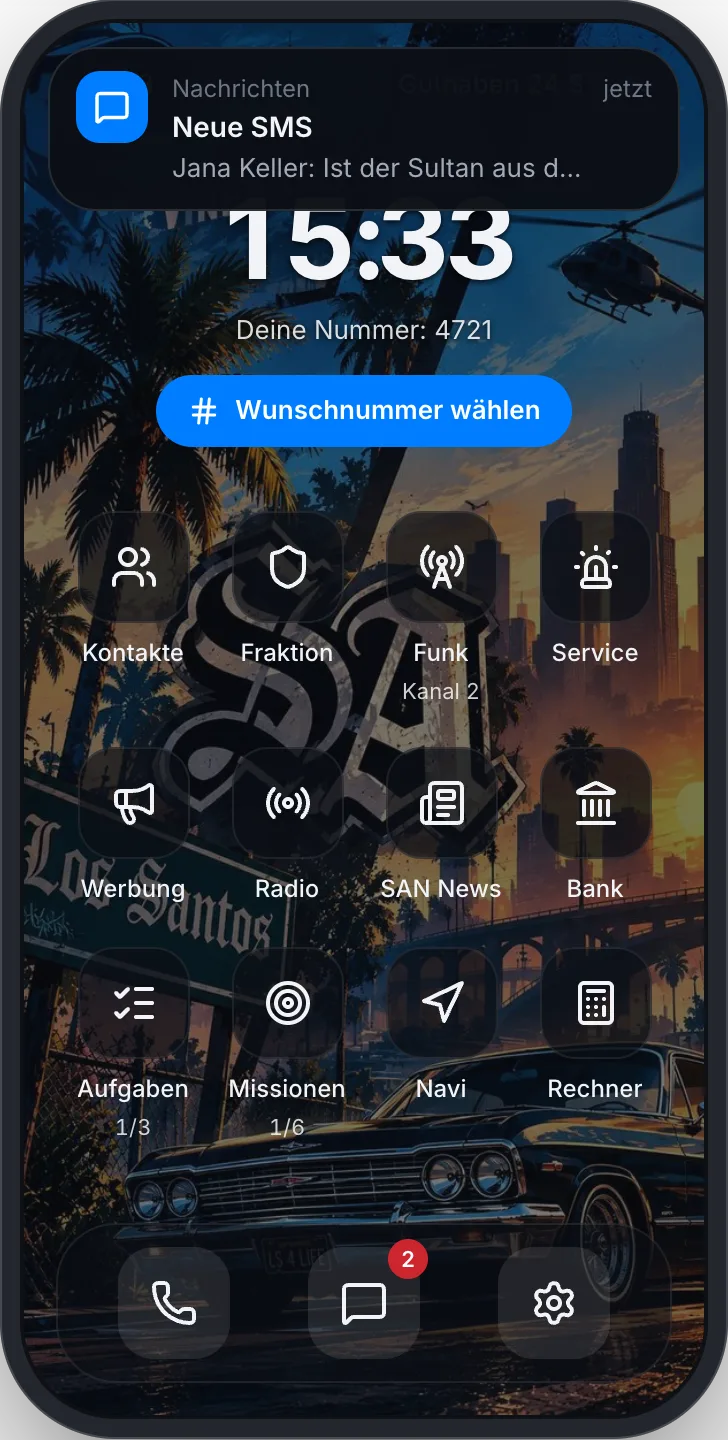 Beim Öffnen mit F2 steht die Benachrichtigung noch einmal oben im Handy