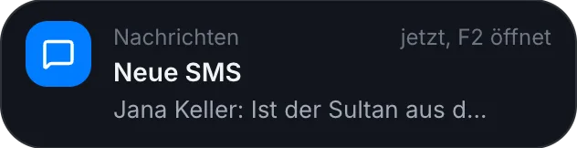 Neue SMS bei weggelegtem Handy, an der Stelle des Handys