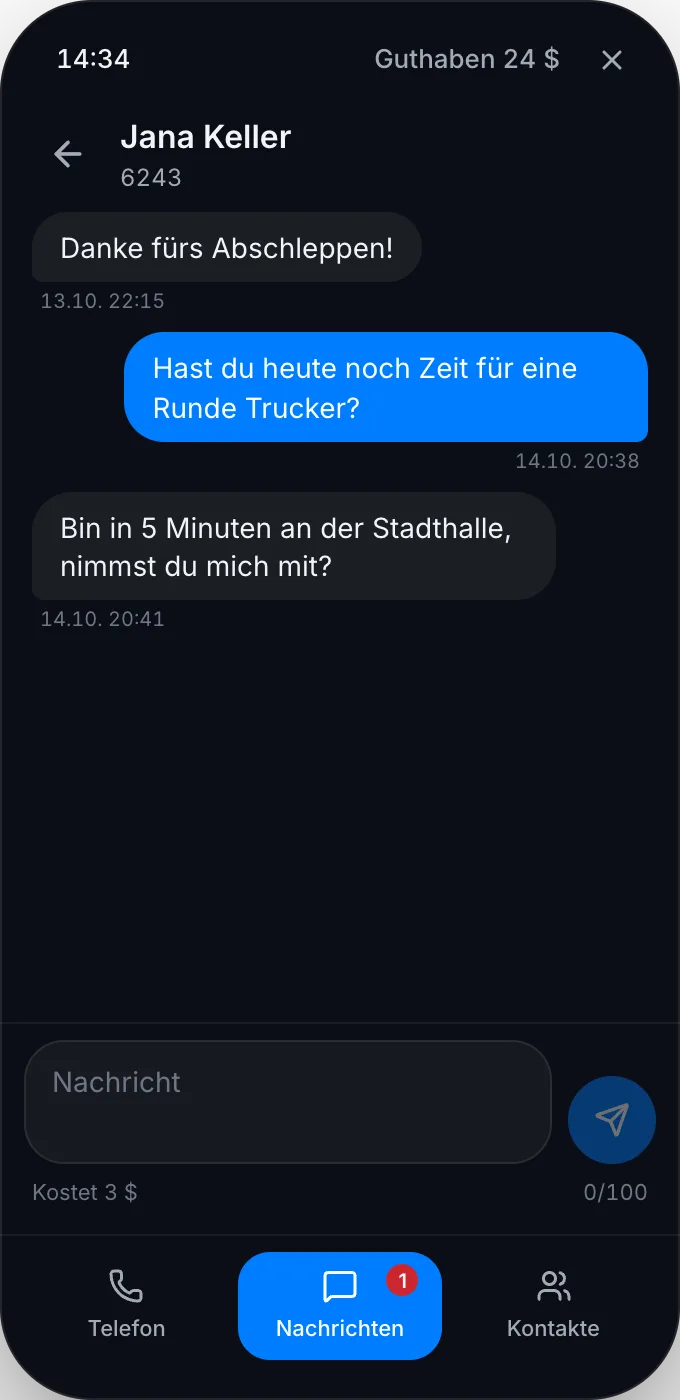 Verlauf mit einem Kontakt