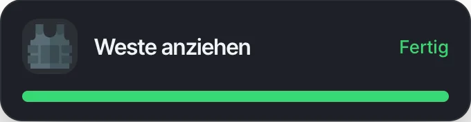 Fertig: der Balken ist grün