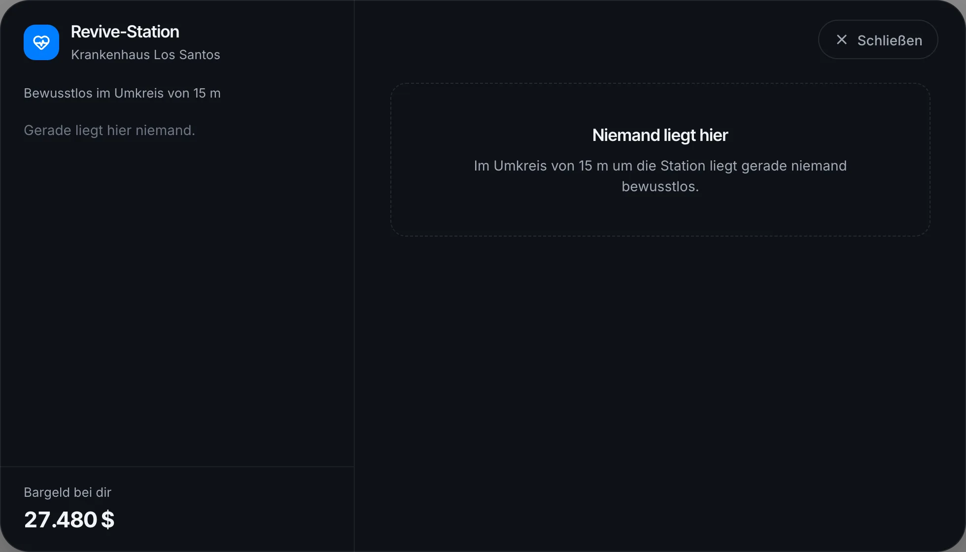 Im Umkreis liegt niemand