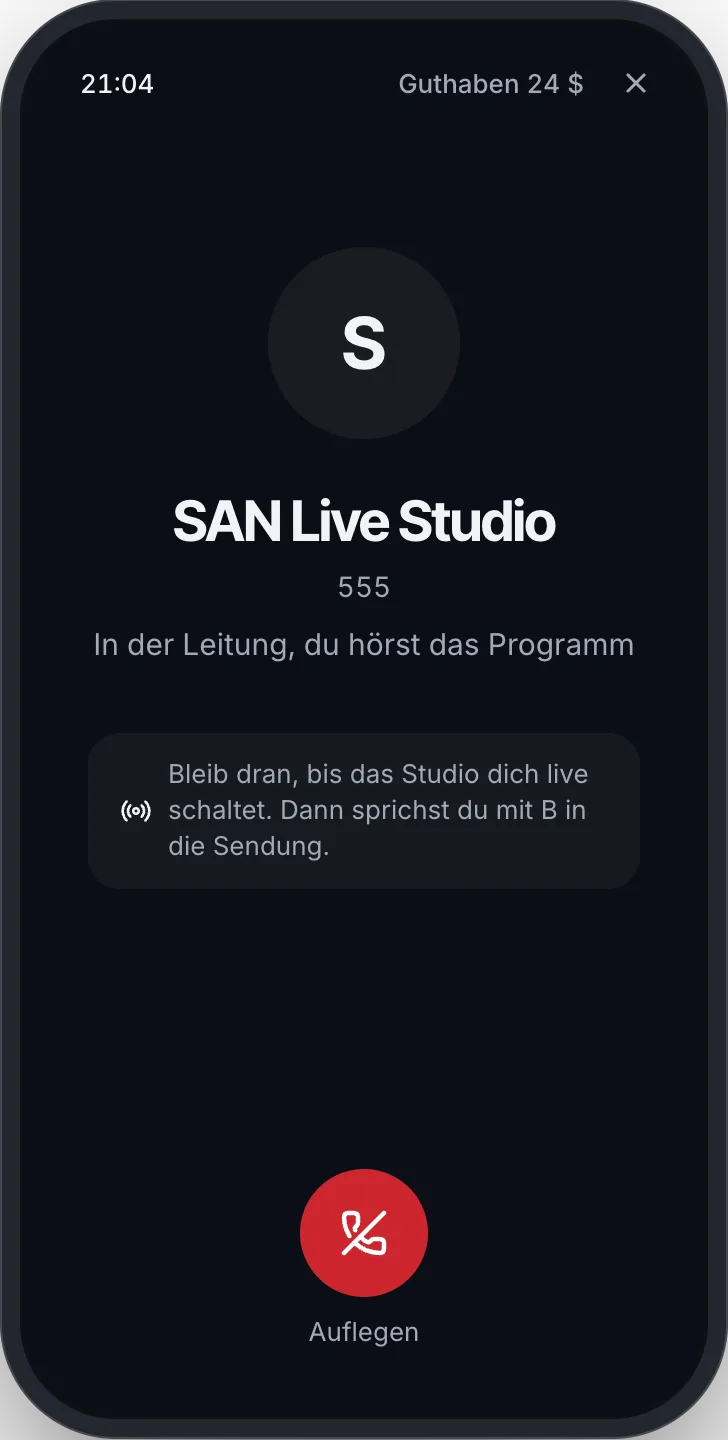 Anruf unter 555: in der Leitung