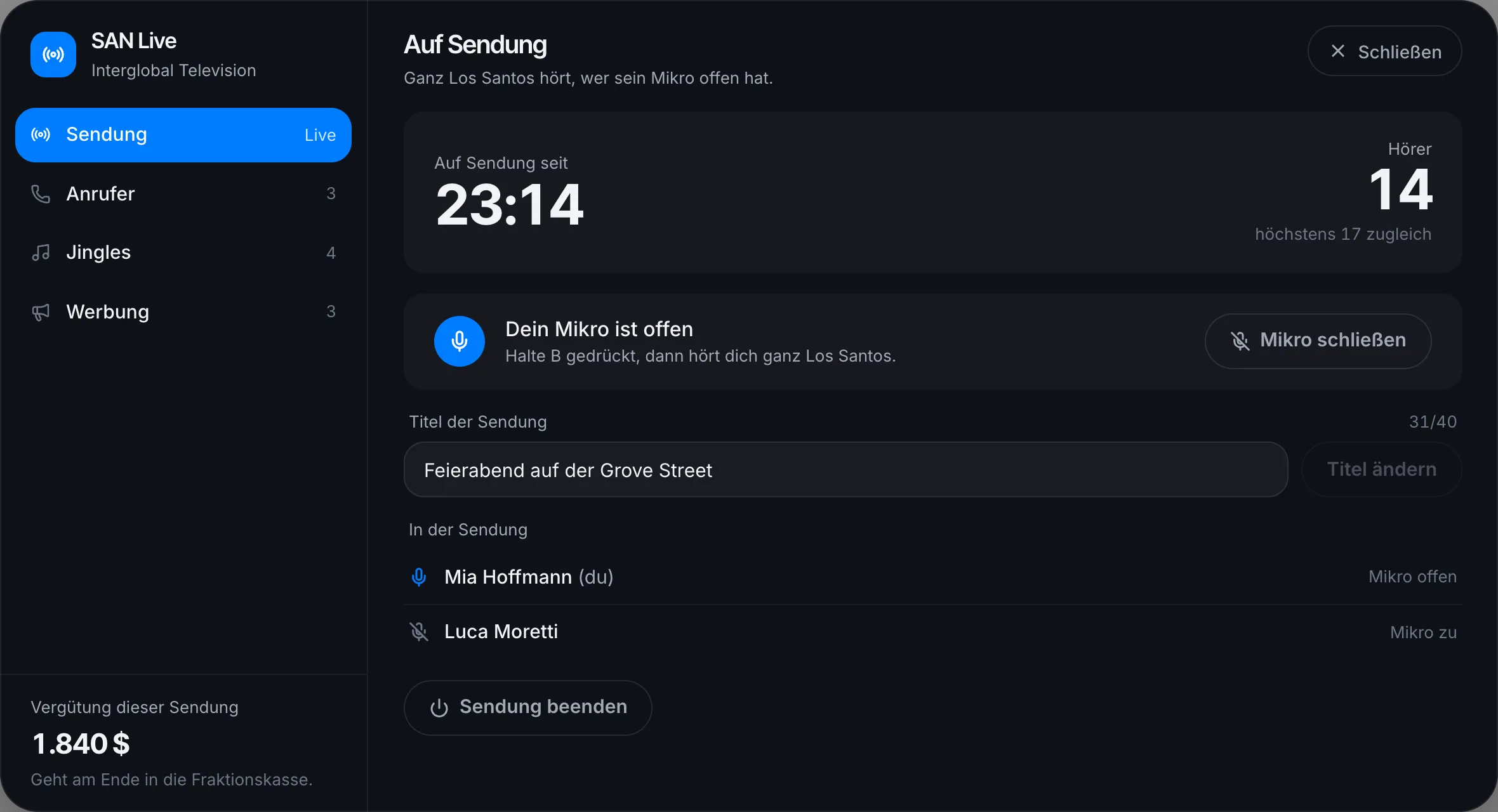 Auf Sendung mit Sendezeit, Hörern und Mikro