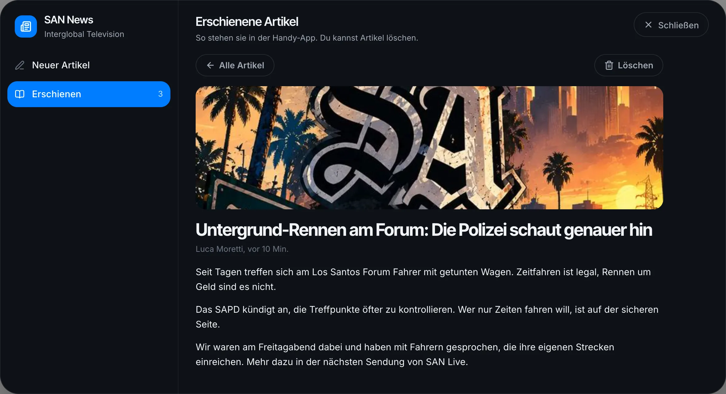 Leader lesen einen Artikel und können ihn löschen