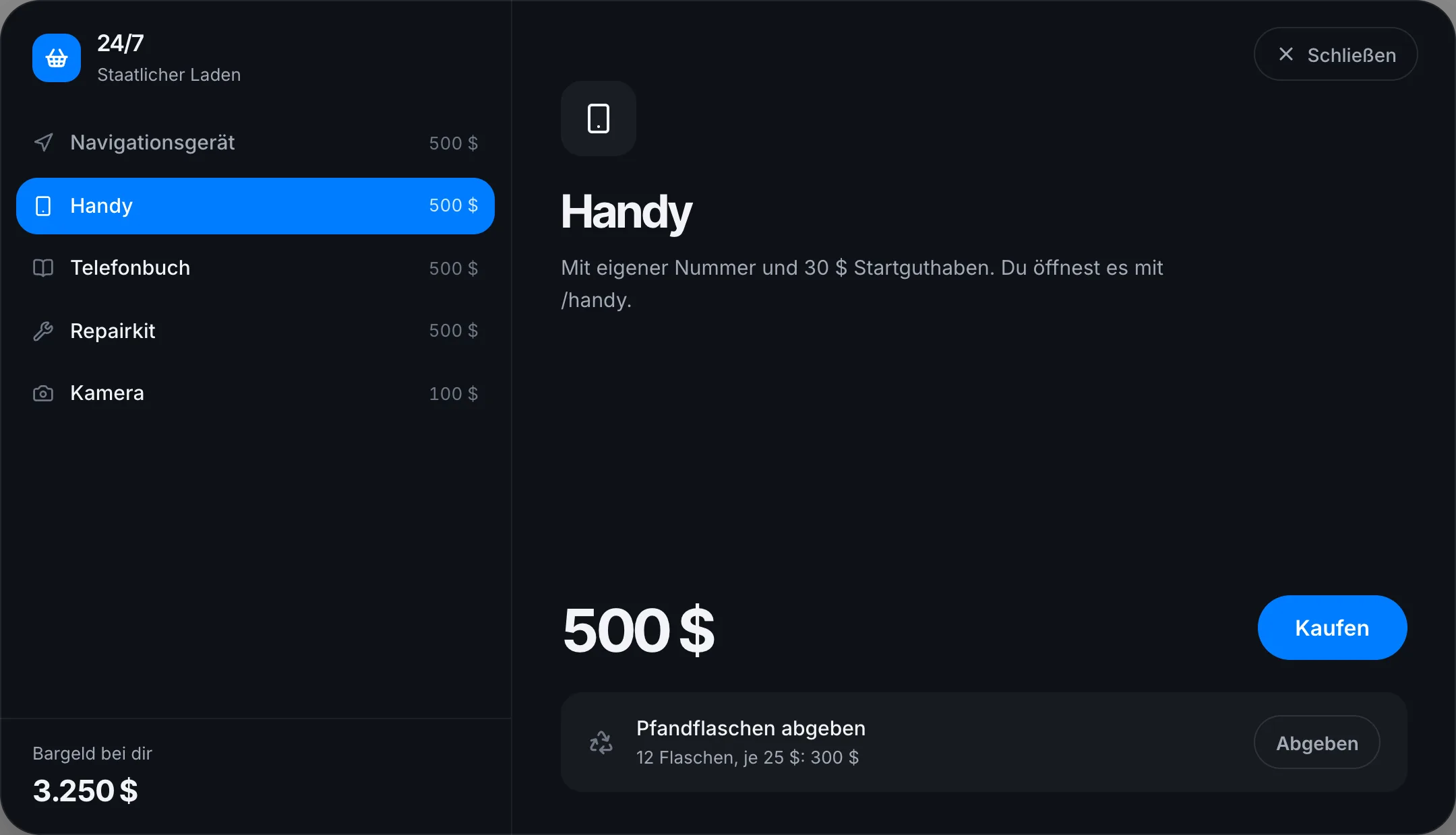 24/7 des Staates mit Pfandflaschen