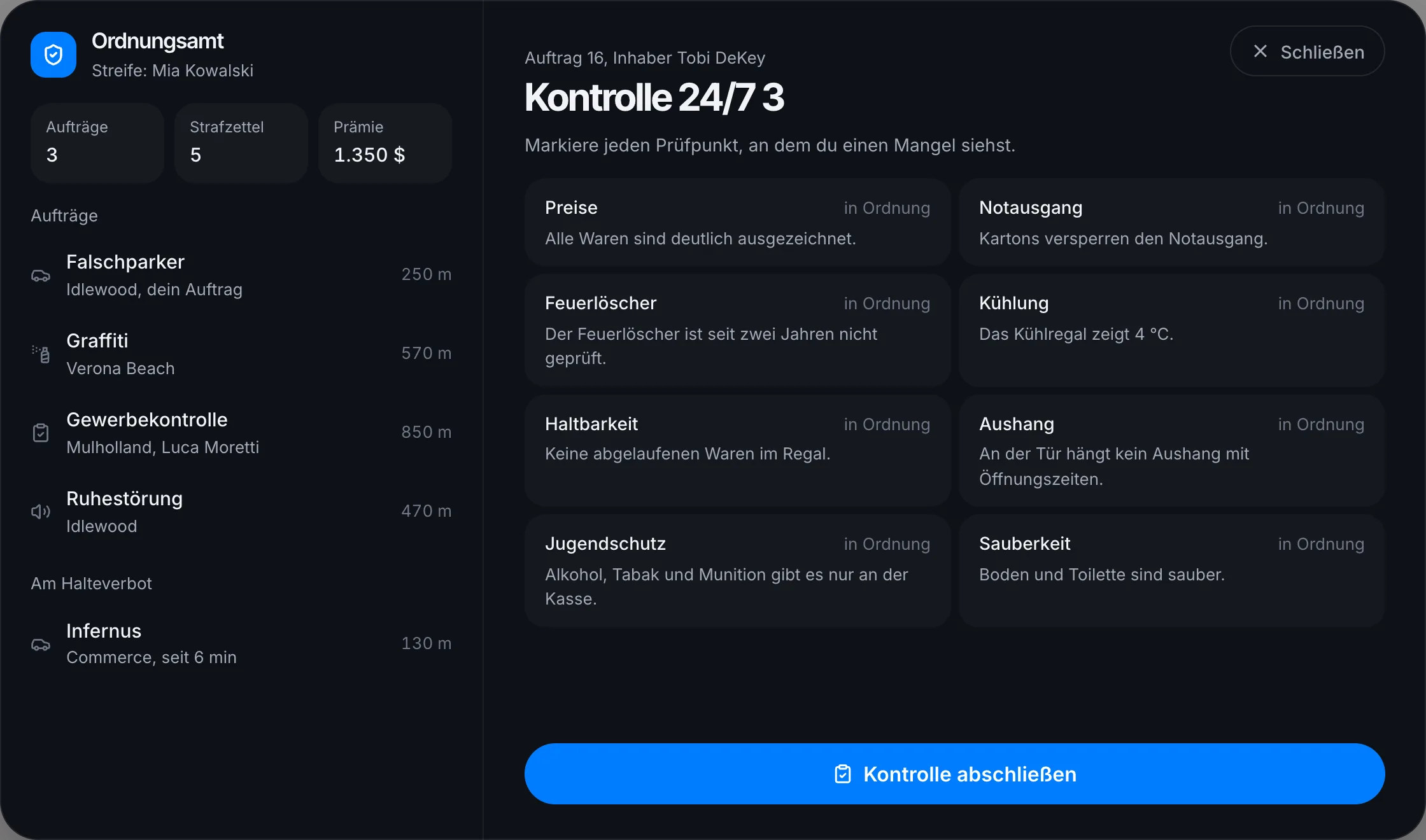 Gewerbekontrolle mit acht Prüfpunkten