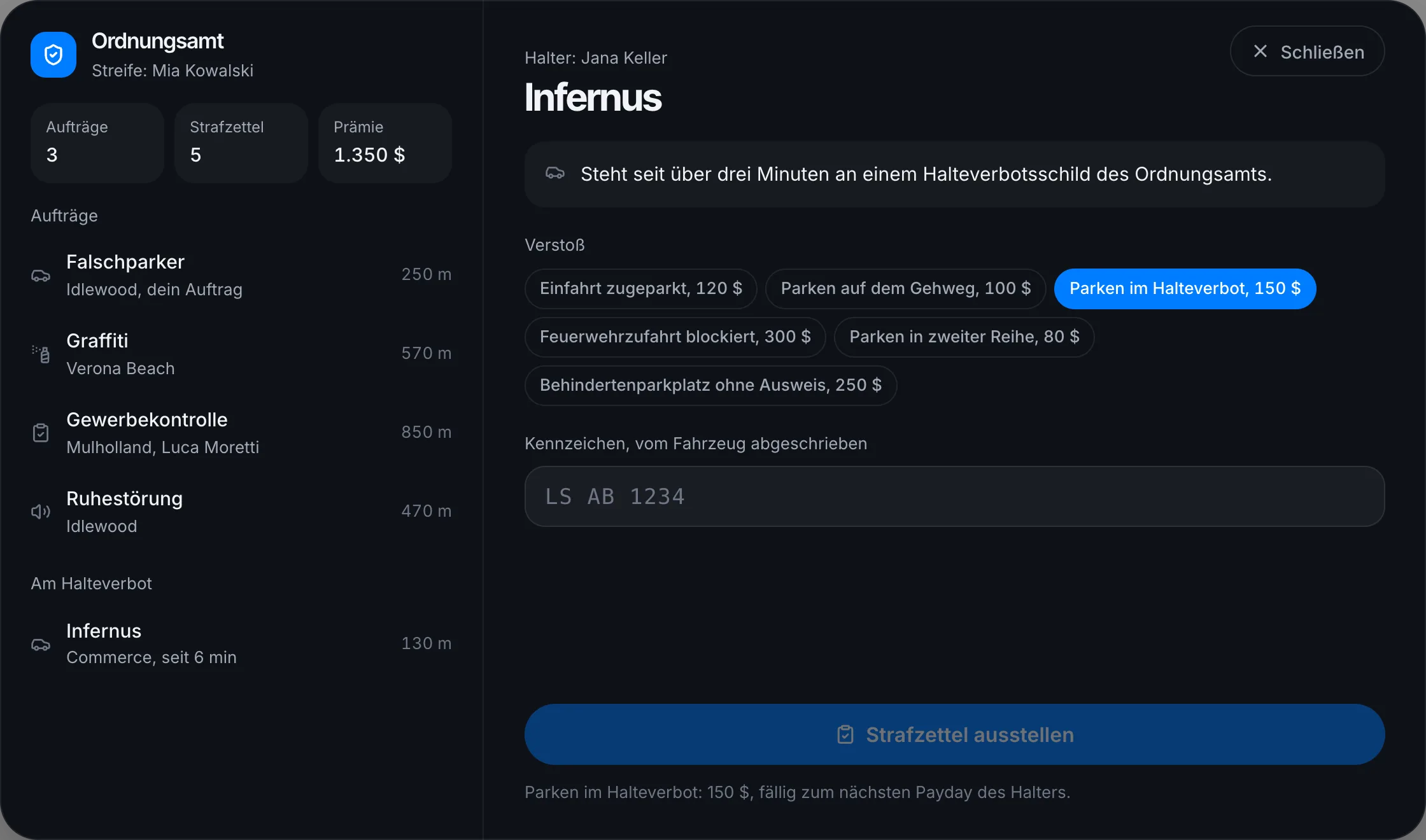 /strafzettel an einem Spielerauto