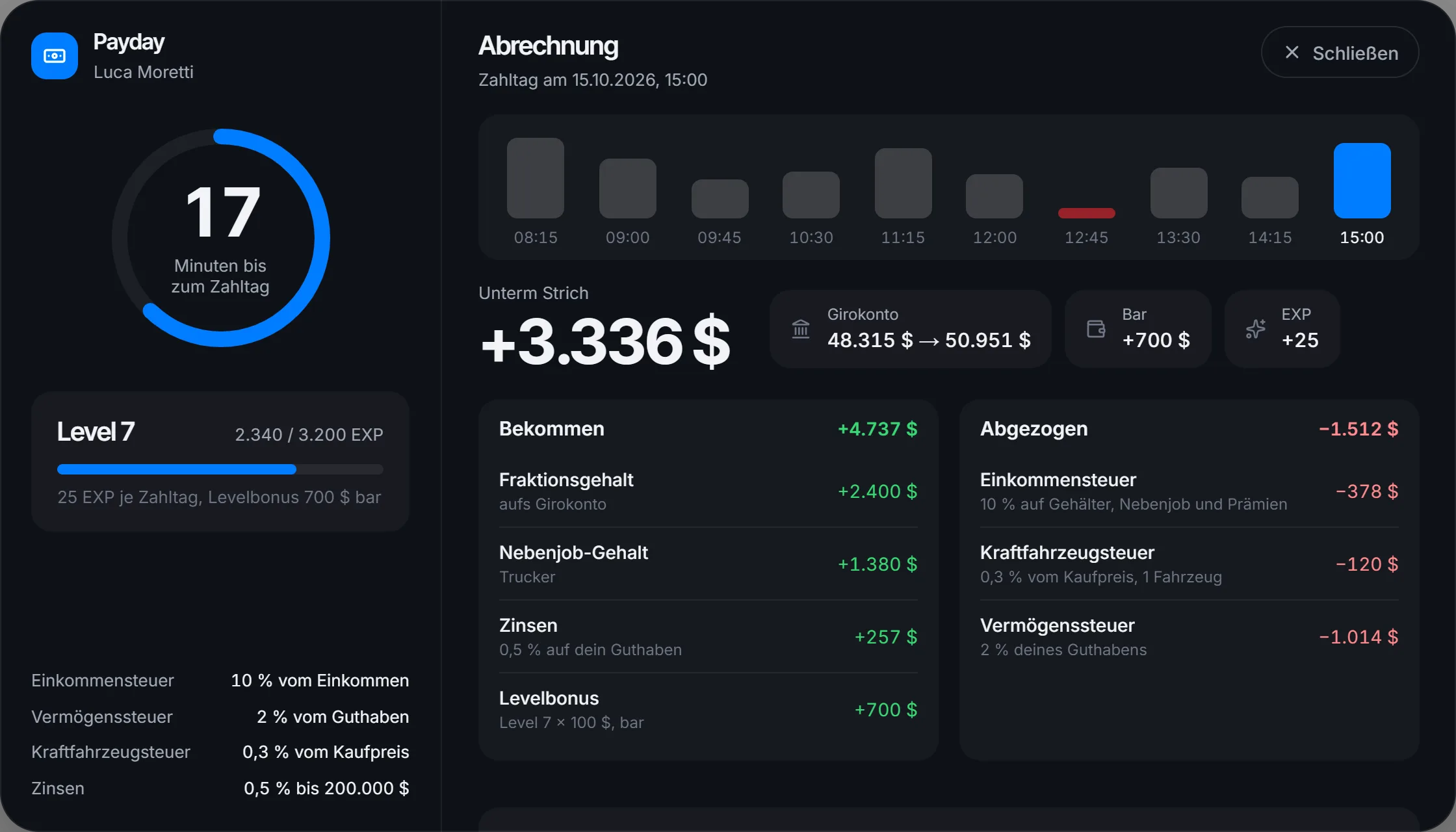 Die neuen Steuern im Payday-Beleg