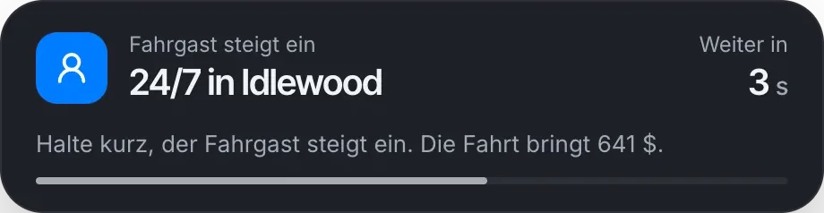 Kurzer Halt, der Fahrgast steigt ein