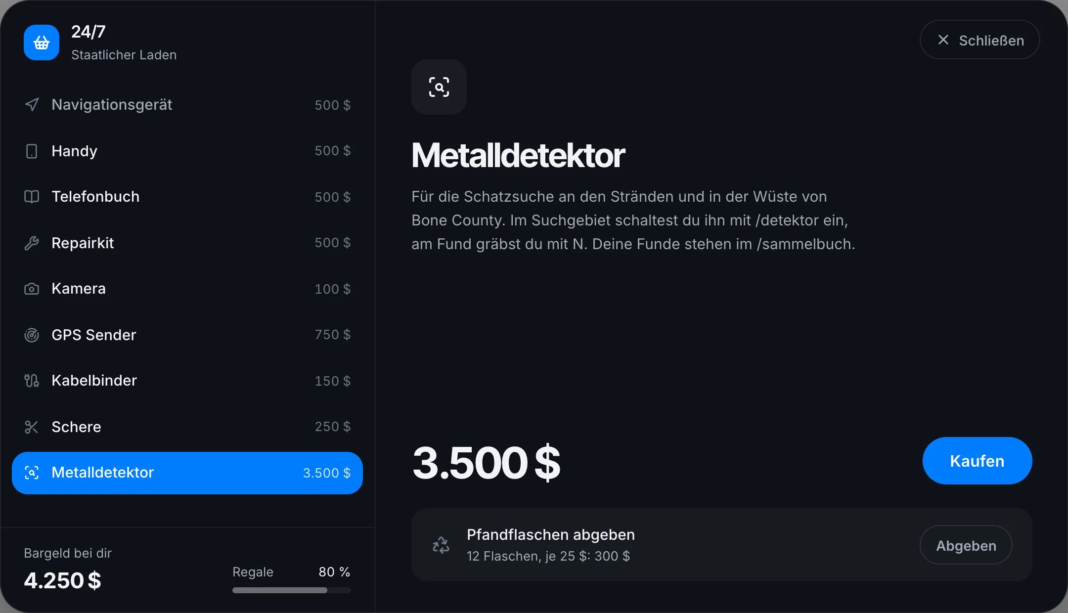 Der Metalldetektor im 24/7