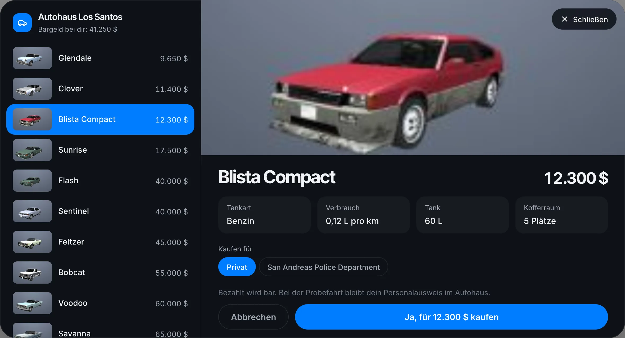 Im Autohaus: Plätze im Kofferraum