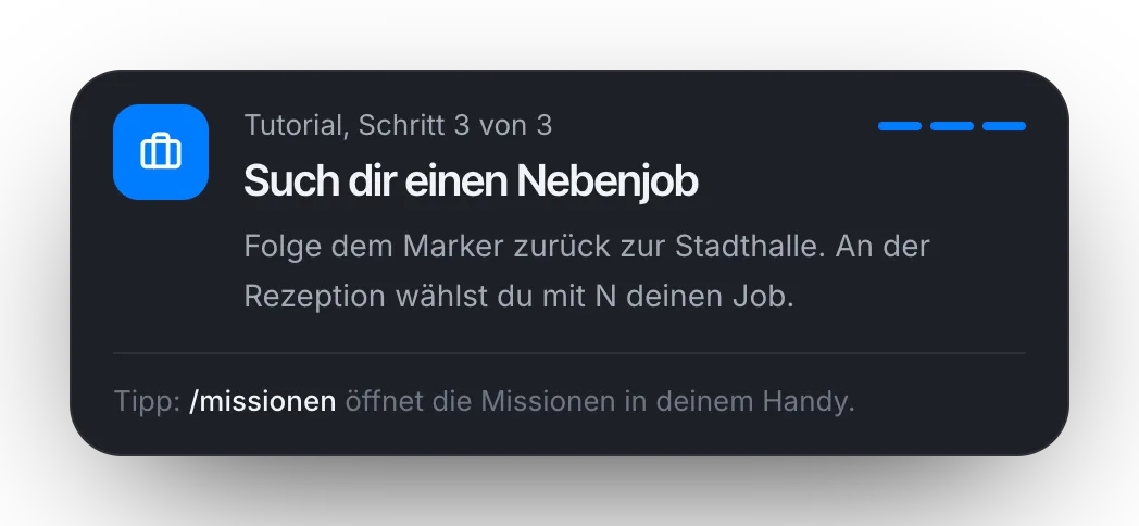 Schritt 3: ein Nebenjob in der Stadthalle