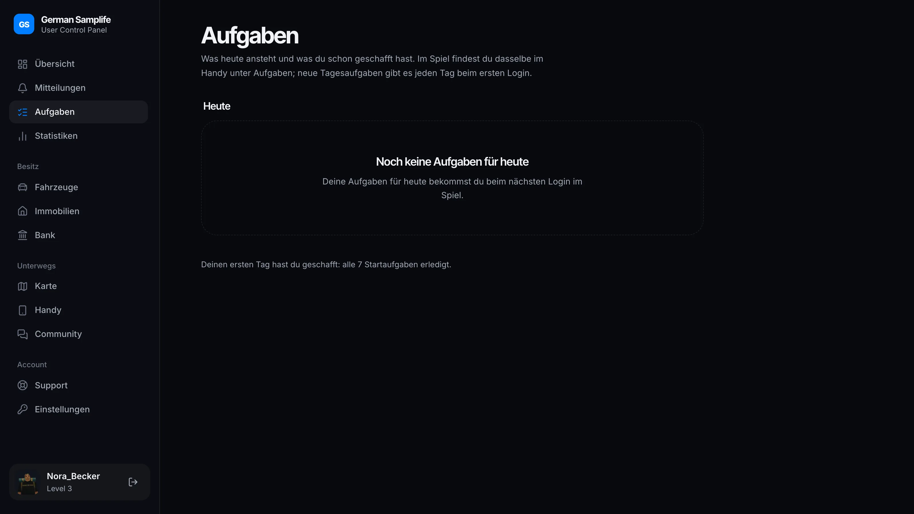 Neuer Tag: Die Aufgaben gibt es beim nächsten Login im Spiel